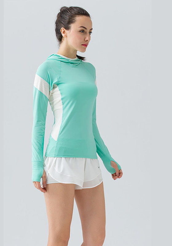 Hooded Mesh Panel Yoga Top Hooded Mesh Panel Yoga Top