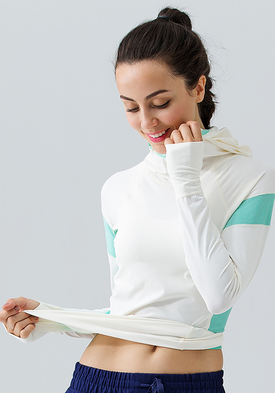 Hooded Mesh Panel Yoga Top Hooded Mesh Panel Yoga Top